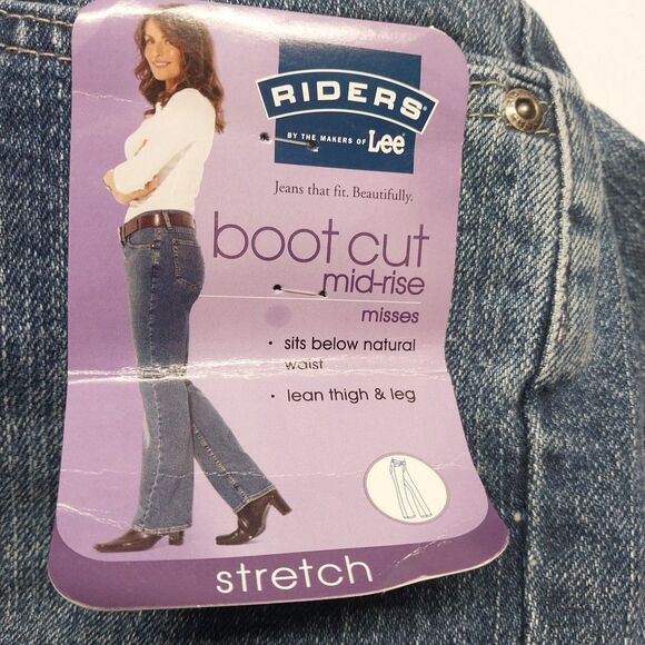 New Lee Riders Women's Bootcut Jeans Sz 14P Denim Blue Mid Rise Stonewashed - Picture 5 of 9